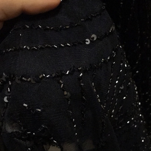 Adrianna Papell Art Deco Beaded Blouson Gown in Navy - Picture 11 of 11